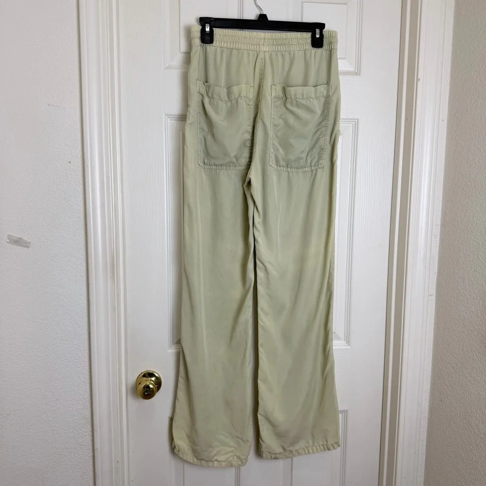 Zara Wide-Leg Drawstring Pants in light olive green size S